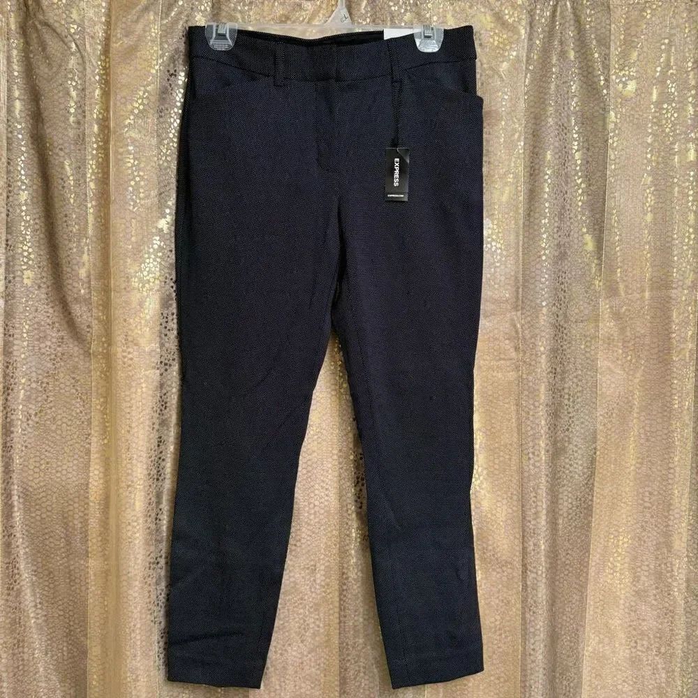 Express Black Small Polka Dot Mid Rise Skinny Office Pants 4 Short NWT